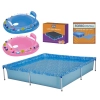 Kit Piscina 1500 Litros + Capa e Forro Mor + 2 Botes Inflvel Rosa e Azul