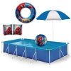 Piscina 7600 Lts Mor + Guarda Sol + Bola Inflvel + Boias Homem Aranha