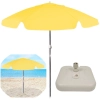 Kit Guarda Sol Praia Amarelo 1,60 M + Base Branca 18 L / 22 Kg