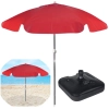 Kit Guarda Sol Praia Piscina Vermelho 1,60 M + Base Preta 18 L /22 Kg