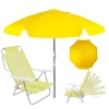 Kit Cadeira de Praia Sunny Dobrvel + Guarda-sol 1,60m Amarelo