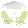 Kit Duas Cadeiras de Praia Sunny Dobrvel + Guarda Sol 1,60m Branco