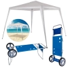 Kit Praia Tenda Gazebo 3 M X 2,40 M Rfia Branca + Carrinho com Avano