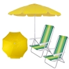 Kit Praia Guarda Sol Amarelo Bagum 1,60 M + 2 Cadeiras 4 Posies Alumnio