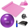 Kit Bola Sua 55 Cm + Colchonete Eva Pilates + Roda Abdominal + Almofada Apoio Lombar + Mini Bomba