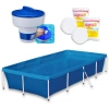 Kit Piscina de Armao 3000l Retangular + Flutuador Grande + 2 Cloro 3 em 1 Genco