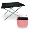 Kit Mesa Multiuso Dobrvel Porttil + Caixa Trmica 18 Litros Rosa Pssego com Ala Mor para Camping e Praia