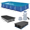 Kit Piscina Retangular 7600 L com Capa, Forro e Filtro 220v 3.600 L/H