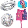 Kit Colete Infantil Rosa Tamanho M/G + Bola e Boia Inflvel com Glitter