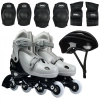 Patins Infantil Roller Regulvel 34/37 com Joelheiras, Cotoveleiras, Capacete Cinza