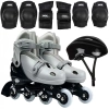 Kit Roller Patins Infantil Cinza Tam. 30 Ao 33 com Capacete Joelheiras e Cotoveleiras