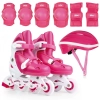 Patins Infantil Roller Regulvel 34/37 com Joelheiras, Cotoveleiras, Capacete Rosa