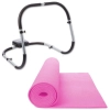 Kit Colchonete Tapete para Yoga Ginstica Eva Rosa + Aparelho Abdominal Treino Musculao Tonificao