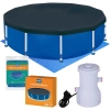 Kit Piscina Circular Estrutural 4500 L + Capa + Forro + Filtro 110v Mor