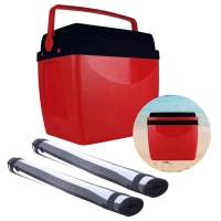 Kit para Praia Preto e Vermelho com Duas Esteiras e Cooler 26 L