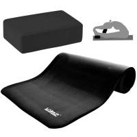 Kit Colchonete 1,80m Tapete para Ginstica Yoga Ou Pilates Preto + Bloco para Yoga Eva Preto 21 X 11 Cm