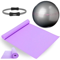 Kit Colchonete Lilas 1,73 M + Bola Suia 65 Cm com Ilustrao + Arco Anel Pilates Yoga