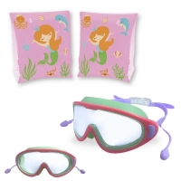 Kit culos de Natao Proteo Uv/ Antiembaante Rosa + Boia de Brao Infantil 23cm X 15cm