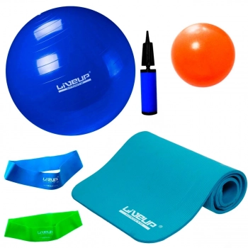 Kit Colchonete + Bola 65 Cm e Mini Bomba + 2 Mini Bands + Overball 25cm