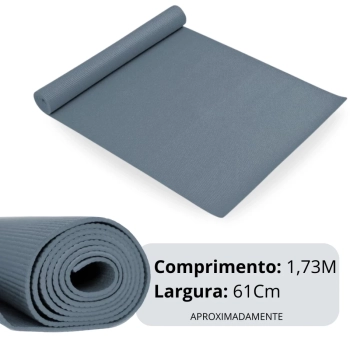 Colchonete Tapete Yoga Ginstica Eva Cinza Exerccios 1,73 Metros Liveup Sports