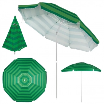 Kit Guarda Sol Praia Piscina 2,40 M Verde + 2 Cadeiras de Praia Ao