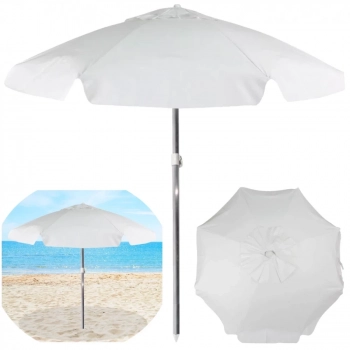 Kit Praia Guarda Sol 1,60 M Branco e Cadeira de Praia em Alumnio