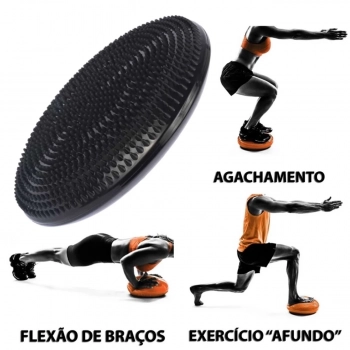 Kit Bola Suia 55cm + Colchonete Eva Cinza + Disco de Equilibrio Preto