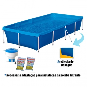 Kit Piscina de Armao 3000l Retangular + Flutuador + 2 Cloro