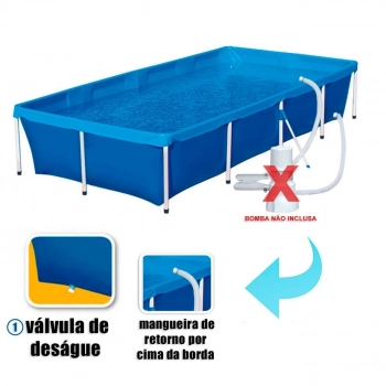 Kit Piscina de Armao 3000l Retangular + Flutuador + 2 Cloro