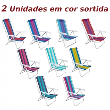 Kit Praia com Guarda Sol 1,60m + 2 Cadeiras de Praia Alumnio + Esteira de Praia