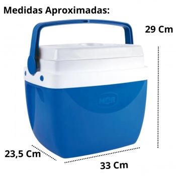 Caixa Termica Azul Cooler 12 Litros com Ala Mor para Praia e Camping