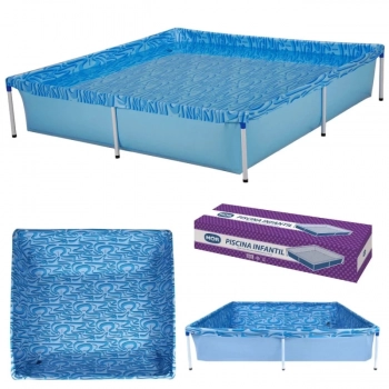 Kit Piscina Quadrada 1500 L + Capa e Forro Mor + Boia Inflvel Homem-aranha