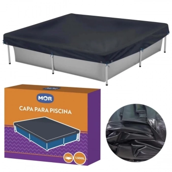 Kit Piscina Quadrada 1500 L + Capa e Forro Mor + Boia Inflvel Homem-aranha