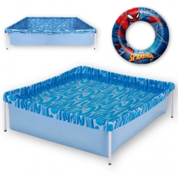 Kit Piscina de Armao Retangular Infantil 400 Litros + Boia Inflvel Homem-aranha