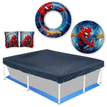 Kit Forro e Capa para Piscina 3000 Lts + Bola + Boias do Homem Aranha ( Piscina No Inclusa )