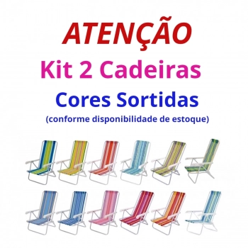 Kit 2 Cadeiras de Praia + Guarda-sol Azul Escuro + Caixa Trmica 18lts