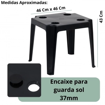 Mesa de Apoio Plstica Bel Multiuso com Porta-copos Preta Pequena