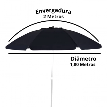 Guarda Sol Bagum Praia Piscina Articulado Preto 2 M Haste em Alumnio