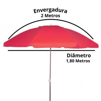 Guarda Sol Bagum Praia Piscina Articulado Vermelho 2 Metros