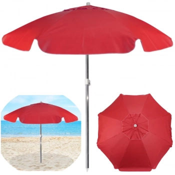 Kit Guarda Sol Praia Piscina Vermelho 1,60 M + Base Preta 18 L /22 Kg