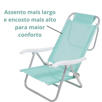 Cadeira Sunny Dobrvel Praia Camping 6 Posies Hortel Verde Agua