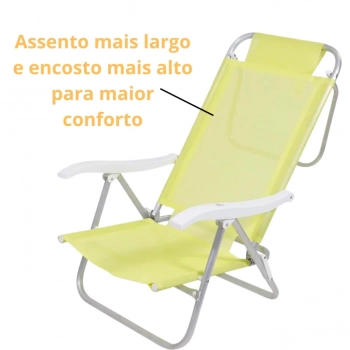 Cadeira Sunny Dobrvel de Praia Camping 6 Posies Amarelo