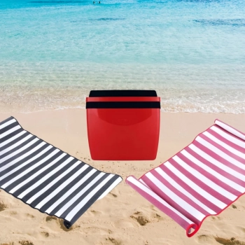 Kit para Praia Vermelho e Preto com Duas Esteiras + Cooler