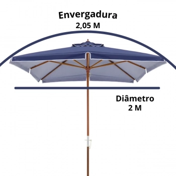 Kit Ombrelone Sardenha 2,05m Azul Jardim + Base Preta 18 L / 22 Kg