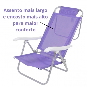 Kit Duas Cadeiras de Praia Sunny Dobrvel + Guarda Sol 2 M Branco