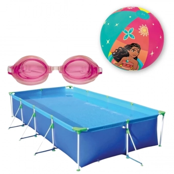 Kit Piscina Premium 6200 L + culos Natao Infantil Rosa + Bola 33 Cm