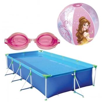 Kit Piscina Premium 6200 L + culos Natao Infantil Rosa + Bola 33 Cm