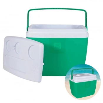 Kit para Praia Verde com Cooler Caixa Trmica 36l + 2 Esteiras com Ala