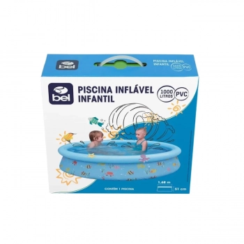 Kit Piscina Infantil 1000 L + Bote Fralda Rosa + Lana gua de Bichinhos