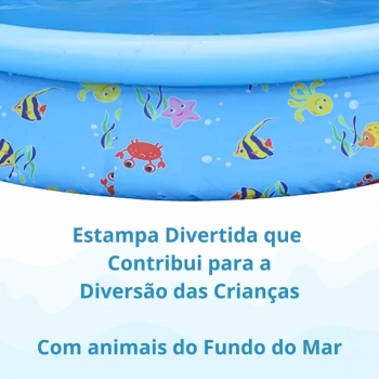 Kit Piscina Infantil 1000 L + Touca de Peixinho Azul + culos de Natao Ajustvel